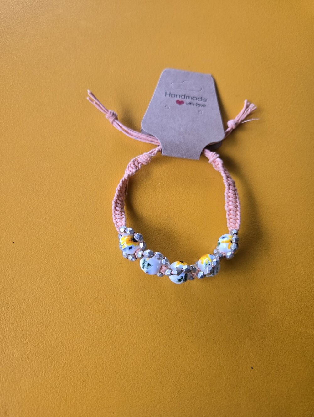 Handmade Pink Sunflower Bead Bracelet - Brand